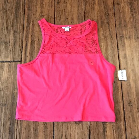 Aeropostale Crop Top Map to Mars Pink Lace - Picture 2 of 6